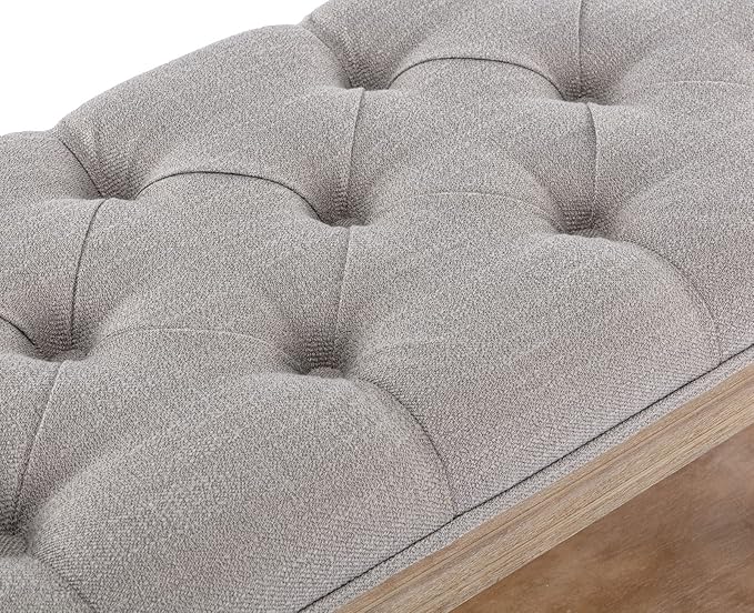 Kmax Storage Entryway Bench Tufted Shoe Rack Bench Wood Window Bench for Hallway Entrance Bedroom Corner-1 Seat, Gray