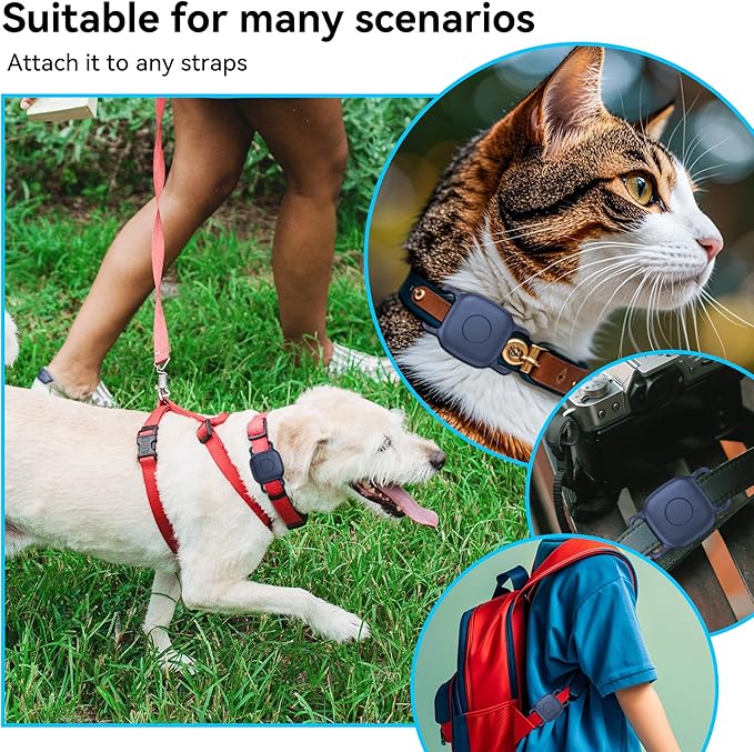 DDJ 2-Pack Dog Collar Holder for Tile Life360 Mate (2024) 2022 Tracker, Waterproof Silicone Cover Full-Body Protective Case for Tile Mate Tracker Cat Collar, Ultra Durable/Scratch Resistant,Navy Blaze