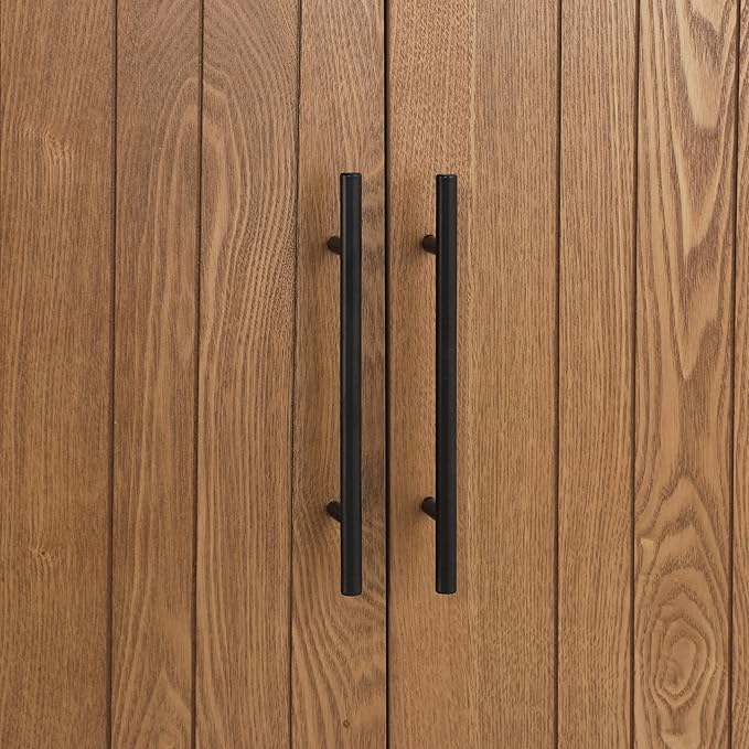 Christopher Knight Home Tian Modern Wooden Kitchen Sideboard Cabinet with Metal Handles, Living Room Storage Cabinet with Shelves, Spacious Dining Room Cupboard with 4 Doors, Curved Form, Natural