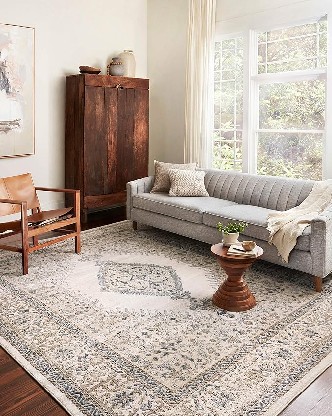 Loloi Teagan Collection TEA-02 Oatmeal/Ivory 11'-6" x 15' Area Rug, Large, Soft Neutral Rug, High-Traffic for Living Room, Bedroom, Home Office, Dining Area