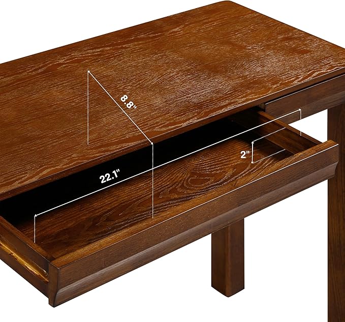 NTC Flow 47-Inch Console Table, Modern Solid Wood Entryway Table with Hidden Drawer, Waterproof & Heat Resistant, Narrow Table for Hallway, Living Room & Foyer, Dark Walnut