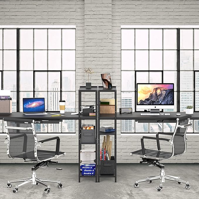 SHW 46-Inch Home Office Mission Computer Desk with Side Shelf and Drawer, Black