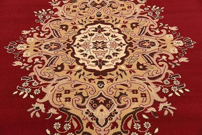 Unique Loom Reza Collection Traditional Persian Style Area Rug, 9 x 12 ft, Burgundy/Ivory