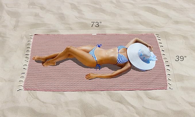 Bazaar Anatolia Turkish Beach Towel 100% Cotton Bath Towels Oversized Quick DryBathroom Towels Sand Free Camping Blanket 71x39 inches - Ethnic Maroon