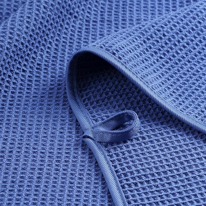 POLYTE 380 GSM Microfiber Oversize Quick Dry Lint Free Waffle Bath Towel for Body, 60 x 30 in, Set of 2