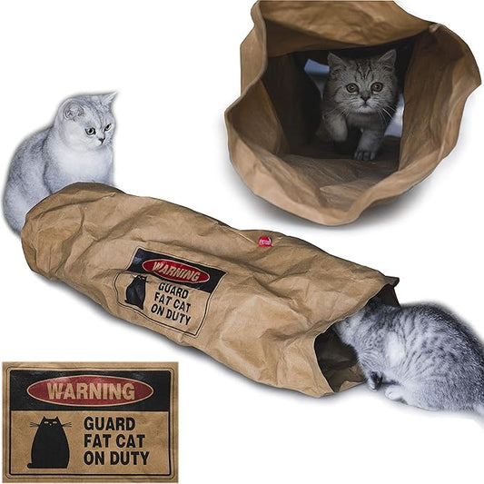 Cat Tunnel - Unbreakable Cat Cave & Hideaway Tube Toy, Brown, 1 Count