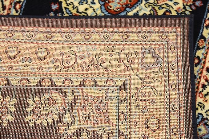 Unique Loom Reza Collection Traditional Persian Style Area Rug, 2 ft 7 in x 10 ft, Navy Blue/Ivory