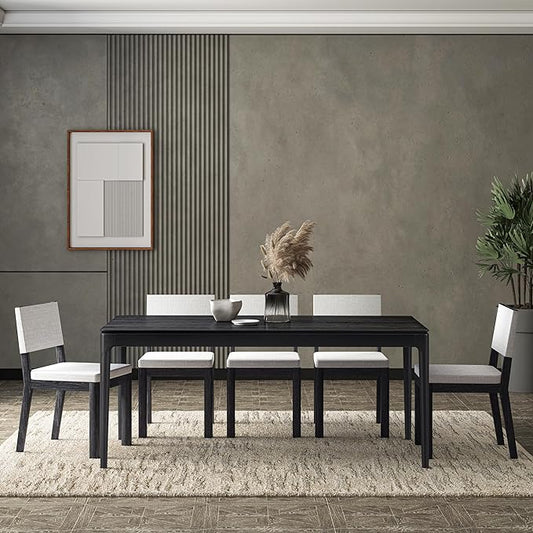 NTC Mingle 71 Inch Modern Design, Rectangular Dinner Table for Dining Room, Living Room Furniture, Effortless Assembly, Burnt Black