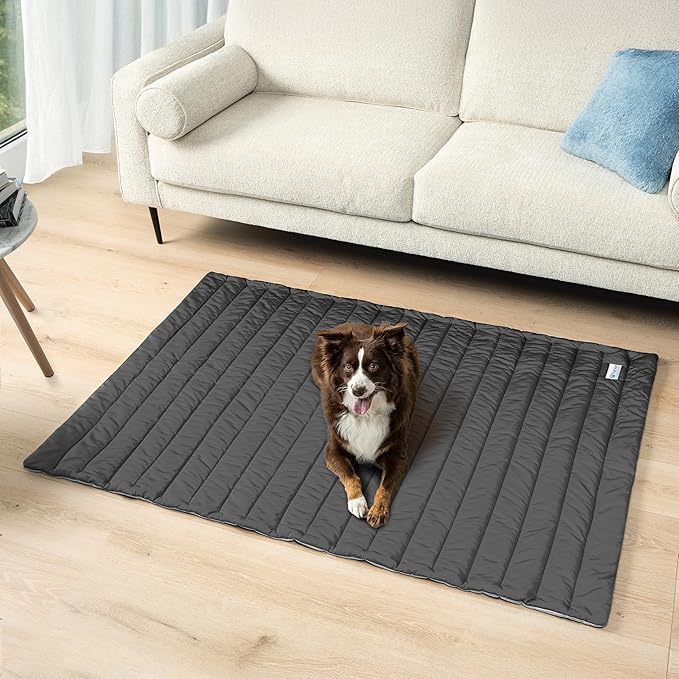 PetAmi Cooling Mat for Dog, Premium Pet Cooling Blanket for Crate Kennel, Indoor Cat Cool Sleeping Pad, Q-MAX Cold Sofa Couch Cover for Summer, Gray/Light Grey, Large (40x60)