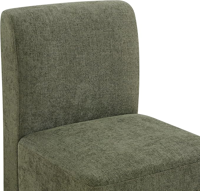 CHITA Dining Chairs with Casters Set of 2, FSC Certified Upholstered Armless Modern Rolling Dining Chairs with Rollers for Bedroom Reading Room Living Room, Moss Green