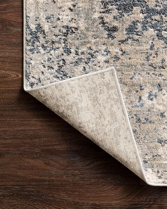 Loloi Teagan Collection TEA-07 Natural/Denim 7'-11" x 10'-6" Area Rug, Large, Soft Neutral Rug, High-Traffic for Living Room, Bedroom, Home Office, Dining Area