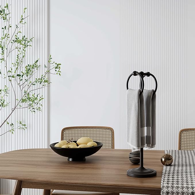 BGL Hand Towel Holder Stand for Bathroom, Hand Towel Stand for Bathroom Counter, Free Standing Towel Racks for Bathroom with Weighted Base,Matte Black