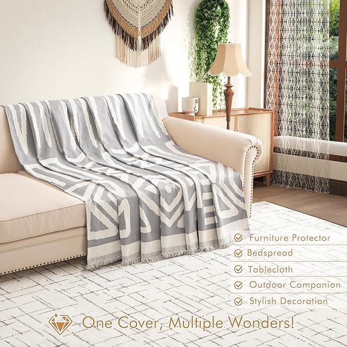 Couch Cover for 2-3 Cushion Couch Sofa Pet Friendly, Boho Sectional L Shaped Sofa Cover Washable for Dogs Cats Kids, Leather Furniture Protector Slipcover Decor for Living Room, 71"x118"