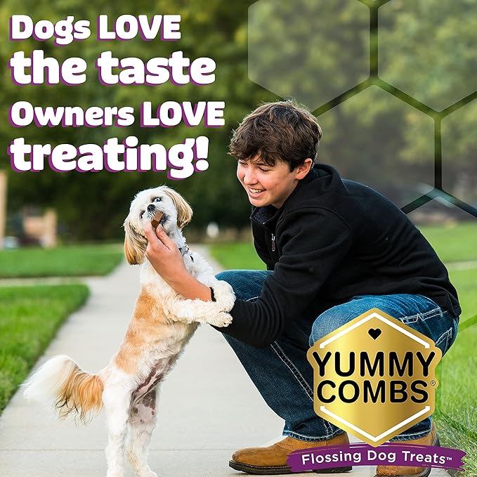 Yummy Combs Dog Dental Treats – Fish & Egg Protein – Vet VOHC Approved, Removes Tartar – A Daily Teeth Cleaning Treat for Medium Dogs (30 Count)