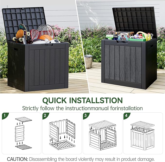 31 Gallon Outdoor Storage Box, Resin Deck Boxes Outdoor Waterproof For Patio Furniture, Garden Tools, Pool Supplies, Durable And UV Resistant, Lockable(2Box,a set)