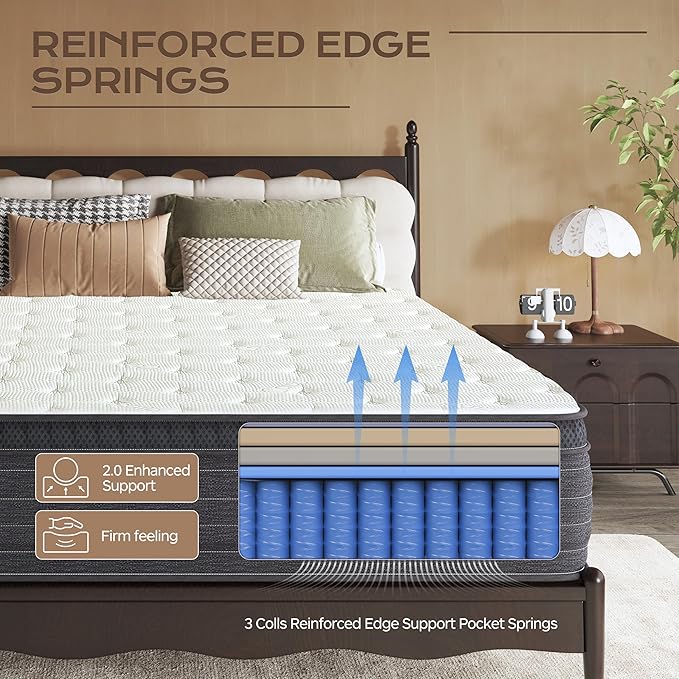 Hybrid Mattress Full Size, 12 Inch Full Soft Mattresses with Hybrid Medium Bed Mattress in a Box Pressure Relief & Supportive, Breathable Fabric