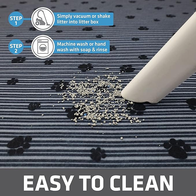 Drymate 2-Pack XL Original Cat Litter Mat, Contains Mess from Box, Protects Floors, Urine-Proof, Machine Washable, Soft on Kitty Paws, Absorbent, Waterproof (USA Made) (28”x36”)(GreyStripePaw)