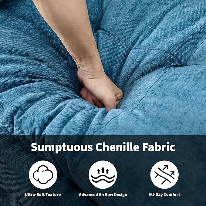 84" Loveseat Sofa, Modern Couches for Living Room,Double-Layer Cushion Cloud Couch with Deep Seat,Super Comfy Chenille Sofas,Sturdy Frame, Easy Assembly for Bedroom, Apartment, Office, Blue