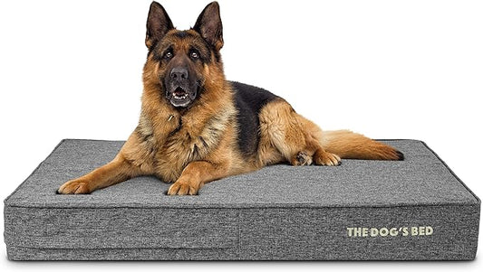The Dog’s Bed Orthopedic Memory Foam Dog Bed, XL Grey Linen 46x28, Pain Relief for Arthritis, Hip & Elbow Dysplasia, Post Surgery, Lameness, Calming, Waterproof Washable Covers