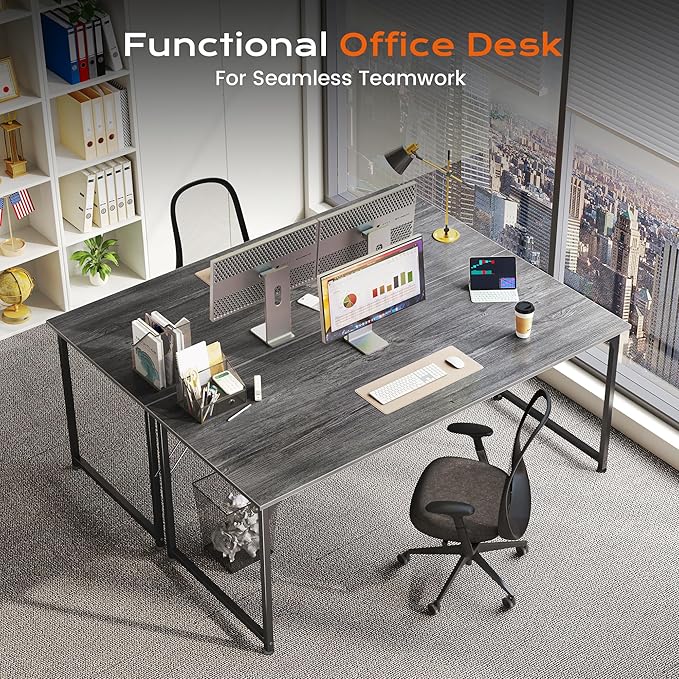 PRAISUN 54 X 24 Inch Computer Desk with Deeper Desktop, Gaming Office Writing Work Desk for Home Office, Study, Bedroom, Work from Home, Metal Frame, Grey