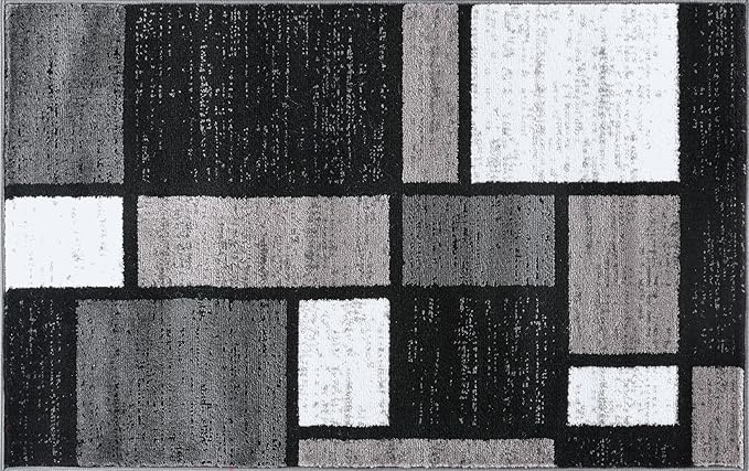 Rugshop Contemporary Modern Boxes for Home Office,Living Room,Bedroom,Kitchen Non Shedding Area Rug 2'7" x 4' Gray