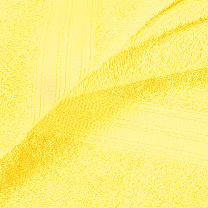 BOUTIQUO 6 Pack Cotton Towel Set, Contains 2 Bath Towels 27x54 inch, 2 Hand Towels 16x24 inch & 2 Wash Coths 12x12 inch, Ideal Everyday use, Ultra Soft Compact & Lightweight - Lime Yellow