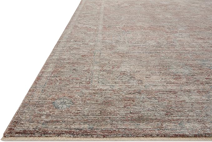 Loloi Magnolia Home by Joanna Gaines Millie Collection MIE-04 Brick/Fog 9'-6" x 9'-6", .25" Pile Height, Round Area Rug