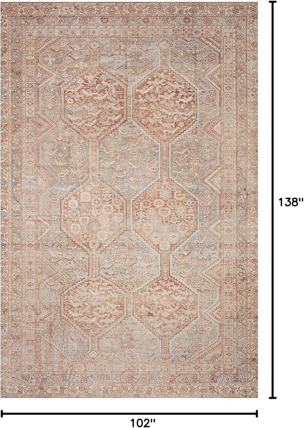 Loloi Chris Loves Julia Jules Collection JUL-04 Tangerine/Mist 8'-6'' x 11'-6'', .13" Pile Height, Area Rug