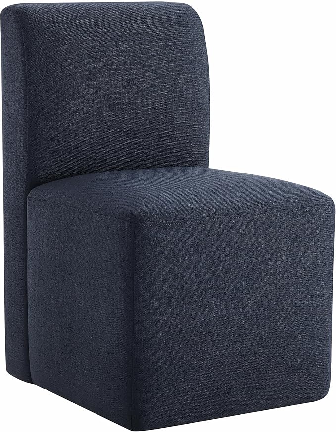 CHITA Dining Chairs with Casters Set of 2, FSC Certified Upholstered Armless Modern Rolling Dining Chairs with Rollers for Bedroom Reading Room Living Room, Insignia Blue