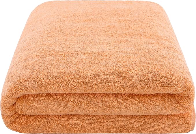 American Soft Linen Oversized Bath Sheet 40x80 Extra Large for Bathroom, 600 GSM 100% Cotton Turkish Jumbo Bathsheet Towels for Adults Malibu Peach Bath Sheet
