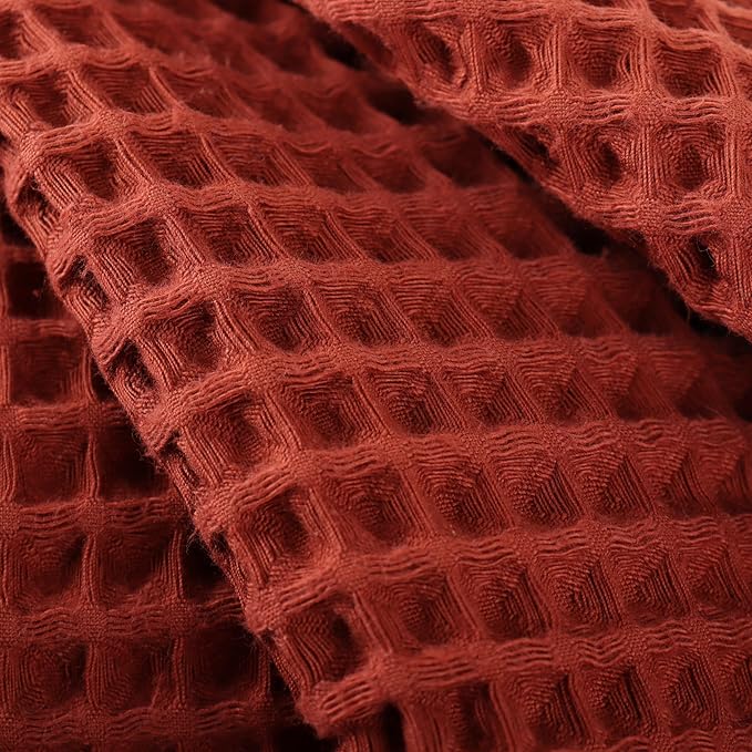 Püskül - Luxury Waffle Towel Set for Bathroom 4 Pieces Brick Red, Premium Quality Organic 100% Turkish Cotton 2 Hand and 2 Bath Towels Sets, Quick Dry Thin Waffle Towels, Made in Turkiye (Brick)