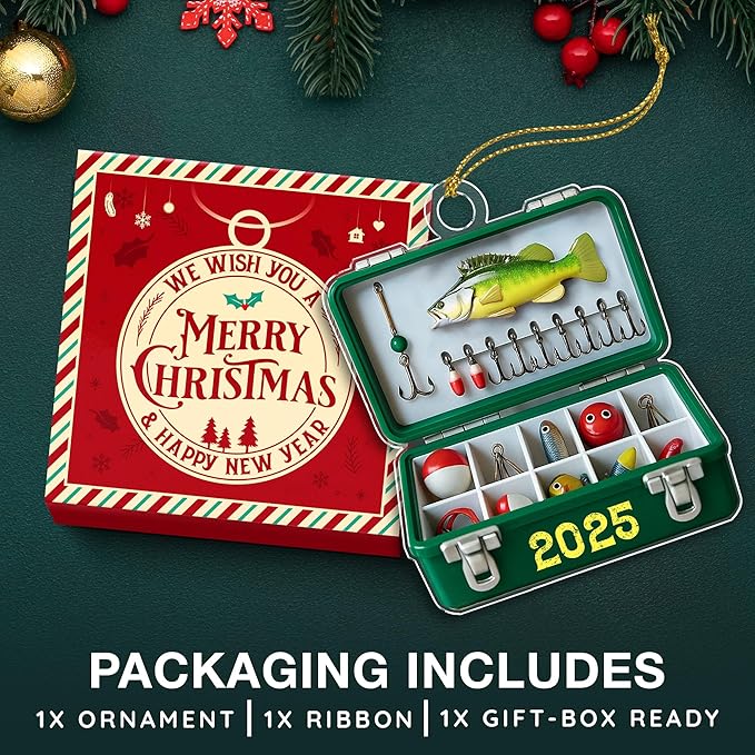 Fishing Ornaments for Christmas Tree - Unique Fisherman Gifts for Men, Cool Funny and Unique Fishing Gift for Men and Boys, Fisherman Gift 2D Flat Ornaments