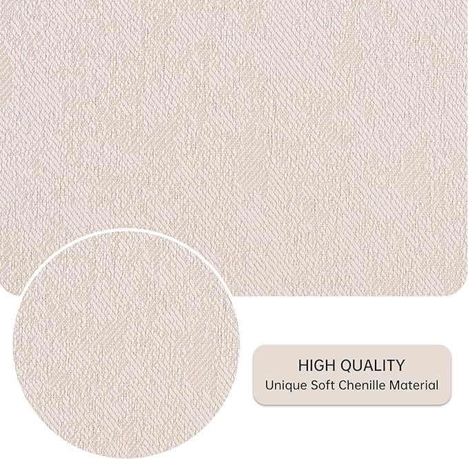 VKNOW Upholstered Dining Chairs Set of 4, Modern Dining Room Chairs, Linen Kitchen Chair Dinner Chair with Black Metal Base for Kitchen Office, Beige-Unstriped