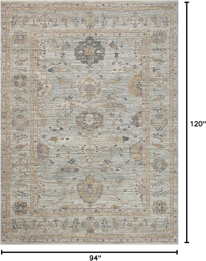 Loloi Magnolia Home by Joanna Gaines Millie Collection MIE-02 Sky/Gold 7'-10" x 10', .25" Pile Height, Area Rug