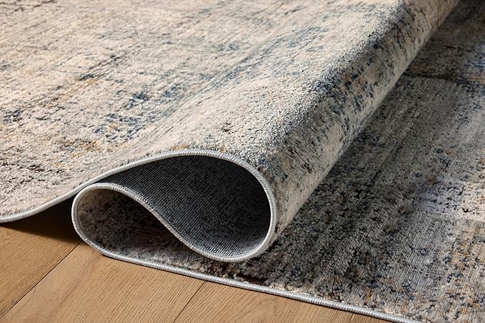 Loloi Teagan Collection TEA-05 Denim/Slate 2'-8" x 10'-6" Runner Rug, Large, Soft Neutral Rug, High-Traffic for Living Room, Bedroom, Home Office, Dining Area