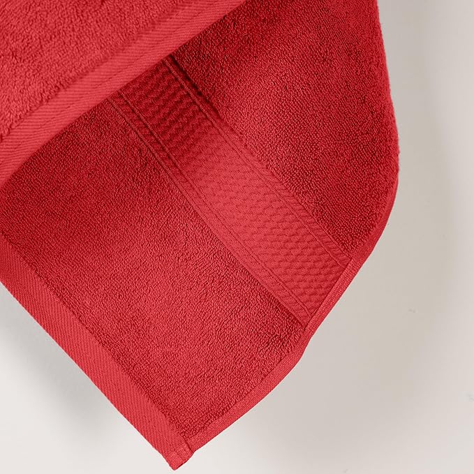 Superior Egyptian Cotton Pile Bath Towel Set of 2, Ultra Soft Luxury Towels, Thick Plush Essentials, Absorbent Heavyweight, Guest Bath, Hotel, Spa, Home Bathroom, Shower Basics, Red