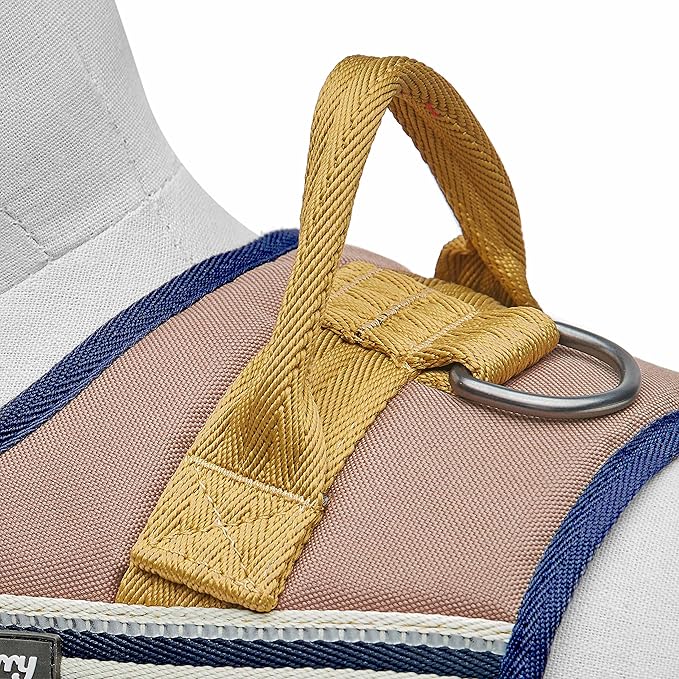Blueberry Pet Soft 3M Reflective Dog Harness Vest | Mesh Padded No-Pull Harness with Back Clips | Multicolor Stripe in Olive and Blue-Gray| Adjustable for Medium Dogs