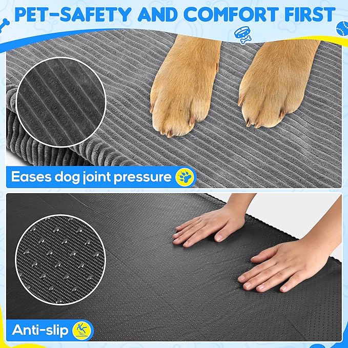 Dog Car Bed, Non-Slip Backseat Extender Pet Mat, Removable Washable Dog Bed for SUVs, Sedans & Trucks, Anti-Slip Travel Mat for Dogs, Easy Clean & Scratch-Proof & Comfort(Dark Gray, 50"x24.6")