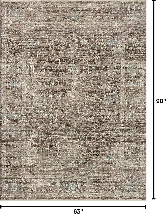 Loloi Magnolia Home by Joanna Gaines Millie Collection MIE-03 Charcoal/Dove 5'-3" x 7'-6", .25" Pile Height, Area Rug