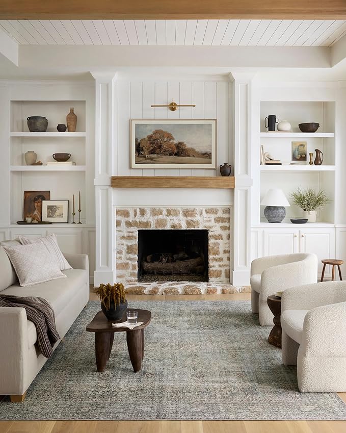 Loloi Chris Loves Julia Jules Collection JUL-08 Emerald/Antique Ivory 8'-6'' x 11'-6'', .13" Pile Height, Area Rug