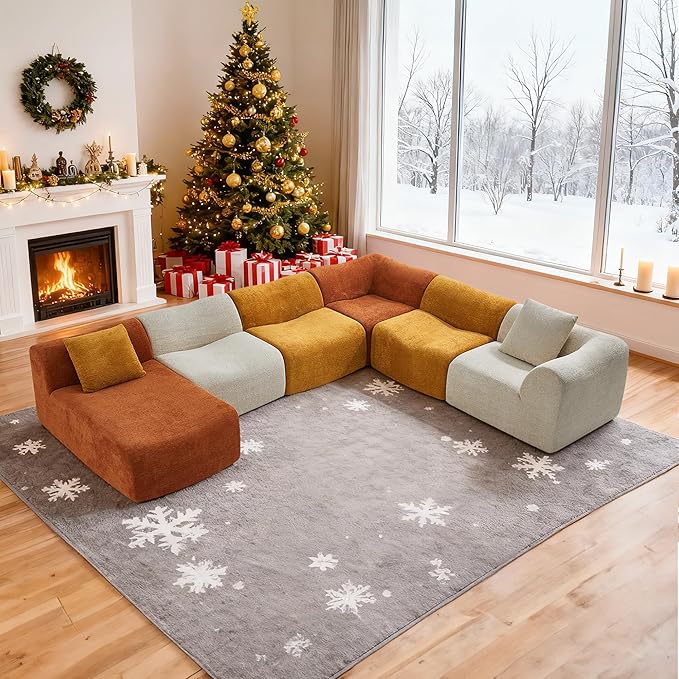 Modular Sectional Sofa, Freely Configurable Modular Design, Comfy Raindrop Velvet Fabric U Shaped Couch, Soft Upholstery L Shaped Couch Stylish Color-Block Versatile for Living Room & Lounge