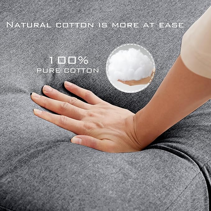 102" L-Shape Sofa Couch, Couch with Ottoman Coffee Table, 4 Seat Modern Sofa with Removable Cover for Apartment and Living Room, Light Grey