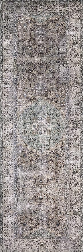 Loloi Layla Collection LAY-06 Taupe/Stone 5'-0" x 7'-6" .13" Thick Area Rug, Soft, Durable, Vintage Inspired, Distressed, Low Pile, Non-Shedding, Easy Clean, Printed, Living Room Rug