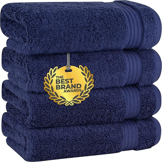 Cotton Paradise Hand Towels for Bathroom, 100% Cotton Turkish 4 Piece Hand Towel Set, Soft Absorbent Face Towels, Navy Blue Hand Towels