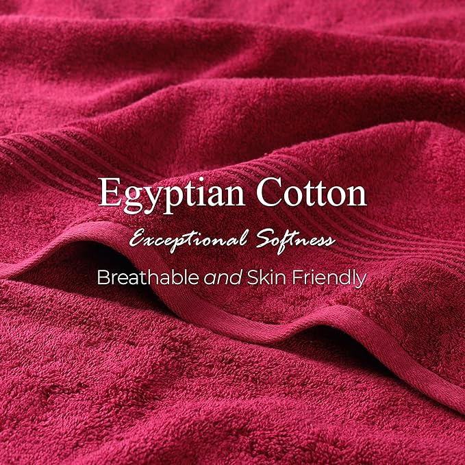 Superior Egyptian Cotton 2-Piece Bath Sheet Towel Set, Oversized Body Towels For Adults And Kids, Large Towel For Bath, Shower, Guest Bathroom, Spa, Gym, Resort, Essentials, Airbnb, Burgundy