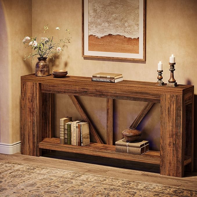 Tribesigns 70.9" Narrow Long Console Table, 2-Tier Farmhouse Entryway Table with Storage, Modern Entry Sofa Table Behind Couch for Hallway, Foyer, Living Room, Dark Brown