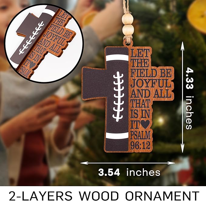 Football Christmas Ornaments 2025 - Cross Ornament - Football Decor - Footballs Ornaments - Athlete Christmas - Cross Christmas - Christian Christmass Kids