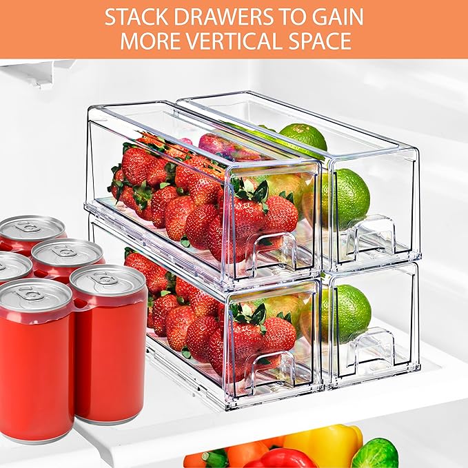 Sorbus Small Clear Storage Drawers (4 Pack)