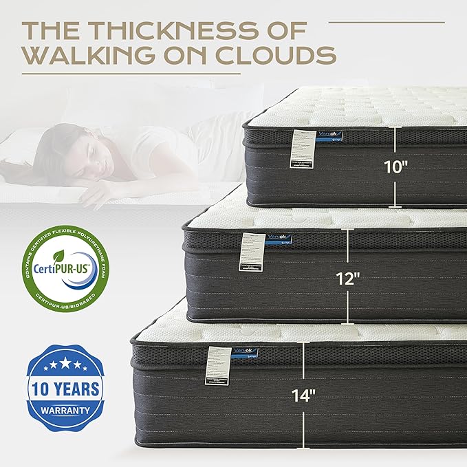 Hybrid Mattress Full Size, 12 Inch Full Soft Mattresses with Hybrid Medium Bed Mattress in a Box Pressure Relief & Supportive, Breathable Fabric