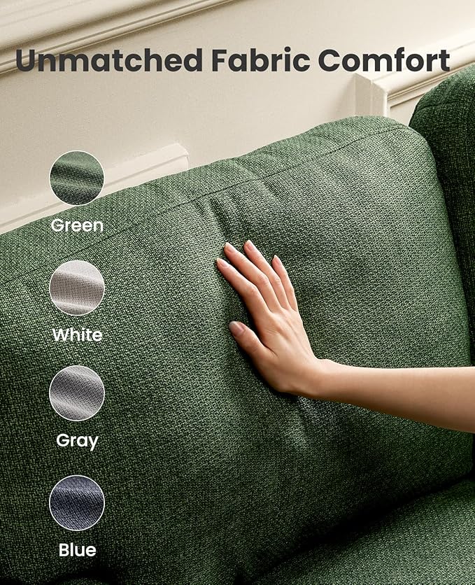 AMADA HOMEFURNISHING 40" Living Room Chairs,Reading Chair，Accent Chair,Small Sofa Couch for Bedroom，Oversize Mid-Century Armchair with Deep Seat，Comfy Sofa,Olive Green